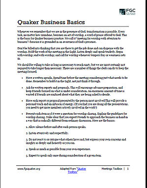 FGC's “Quaker Business Basics”