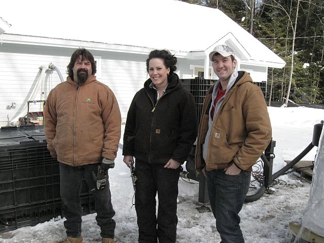 Crew from WoodPellets.com making first delivery of wood pellets.