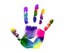 Multi-coloured Open Hand Print