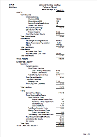 CMM Balance Sheet Spreadsheet for January 2025